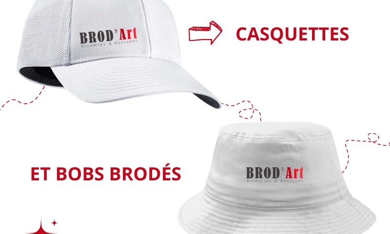 Vue de face d'une casquette brodée - Vue de face d'un bob brodé